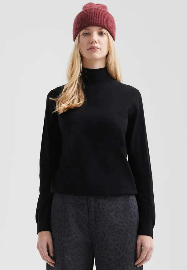 MIT STEHKRAGEN - Strickpullover - schwarz