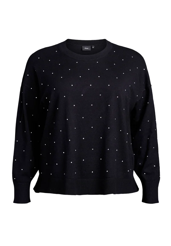 MIT STRASSSTEINEN - Strickpullover - black