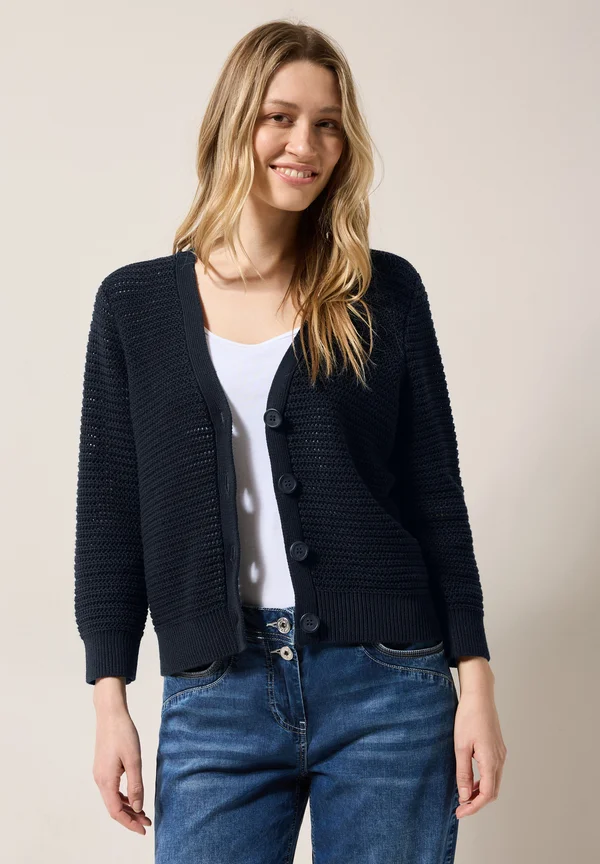 MIT STRUKTUR - Strickjacke - blau