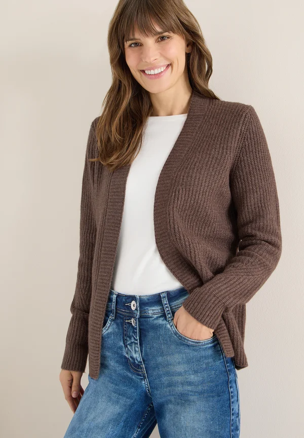 MIT STRUKTUR - Strickjacke - braun