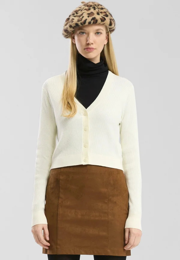 MIT STRUKTUR - Strickjacke - ecru