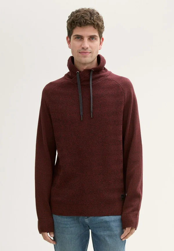 MIT STRUKTUR - Strickpullover - burgundy red navy multicolor
