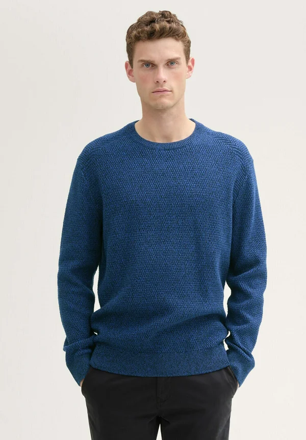 MIT STRUKTUR - Strickpullover - navy blue structure twotone