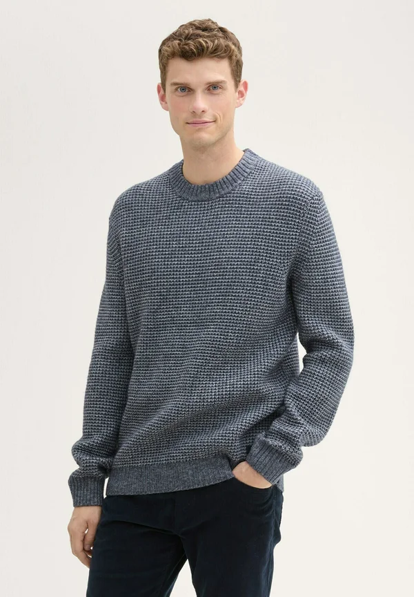MIT STRUKTUR - Strickpullover - navy melange white core