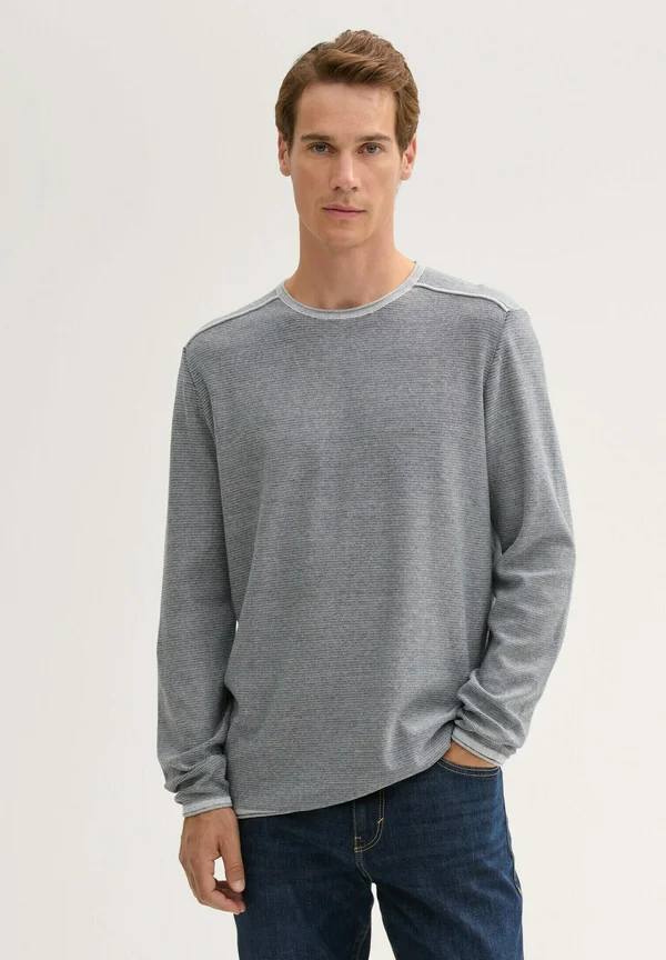 MIT STRUKTUR - Strickpullover - navy offwhite finestripe