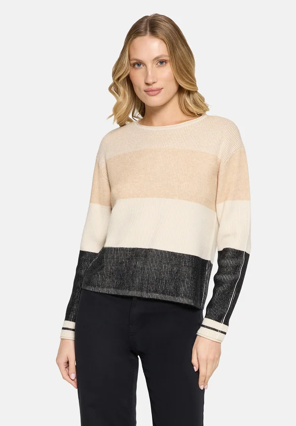 MIT STRUKTUR - Strickpullover - patch black beige