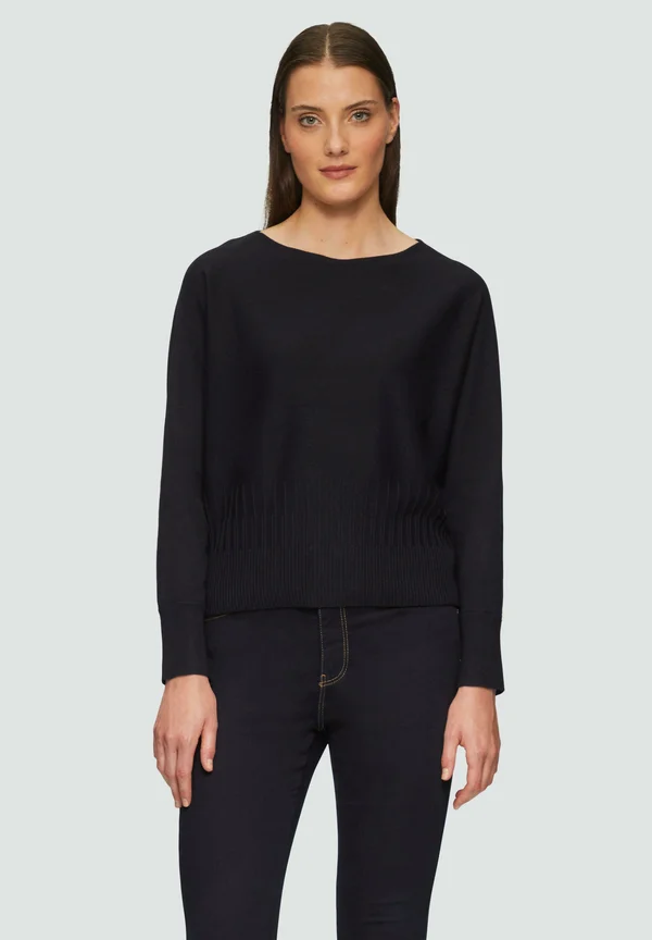 MIT STRUKTURMUSTER AM SAUM - Strickpullover - schwarz