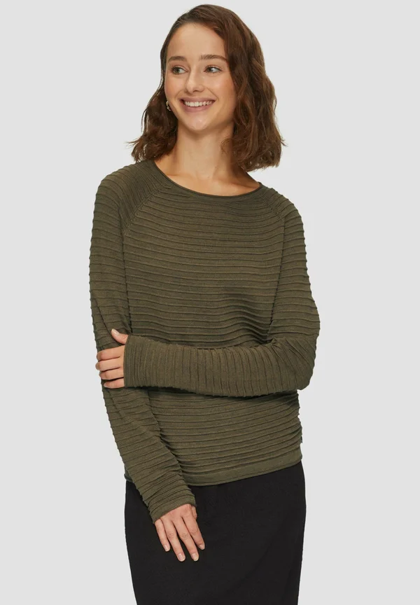 MIT STRUKTURMUSTER - Strickpullover - olivgrün
