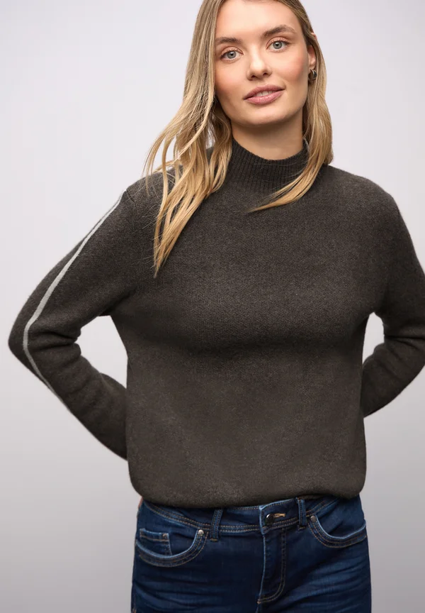 MIT TAPE-DETAILS - Strickpullover - braun