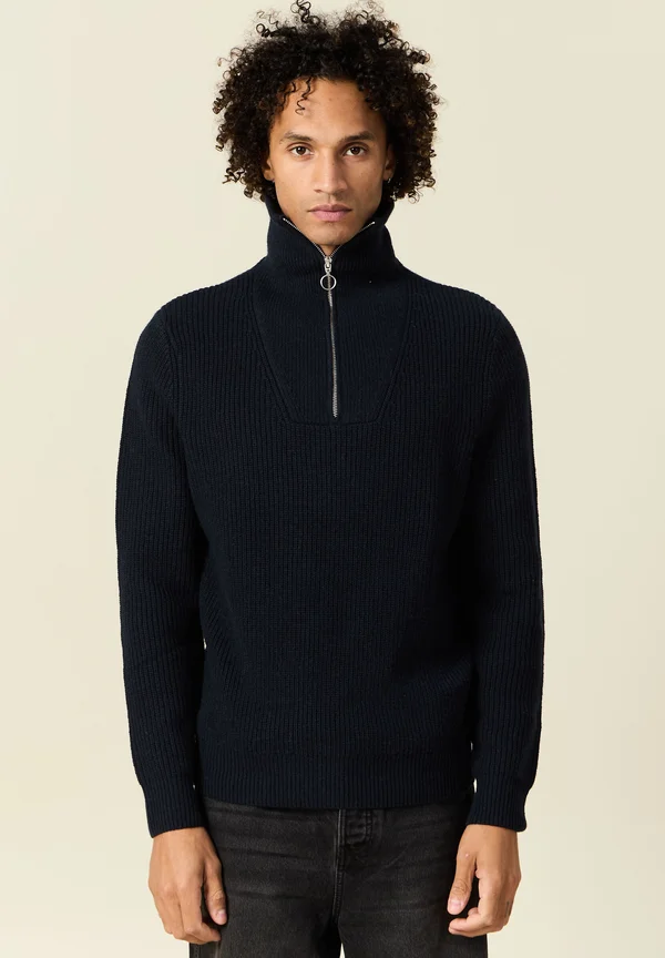 MIT TRUCKER KRAGEN - Strickpullover - bleu marine
