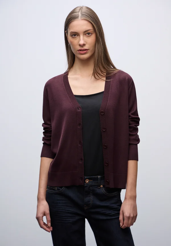 MIT V-AUSSCHNITT - Strickjacke - rot