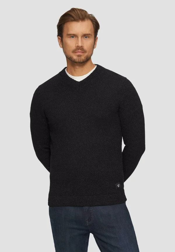 MIT V AUSSCHNITT - Strickpullover - schwarz