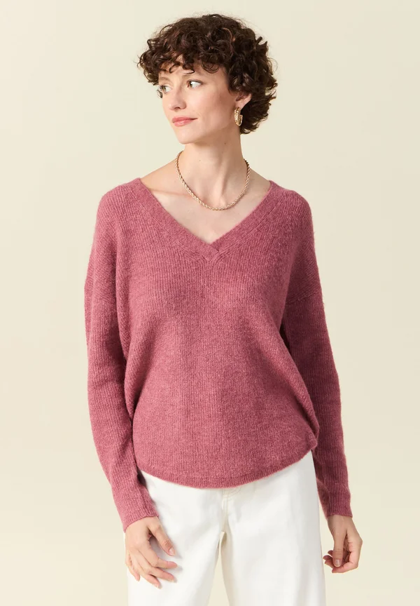 MIT V-AUSSCHNITT - Strickpullover - vieux rose