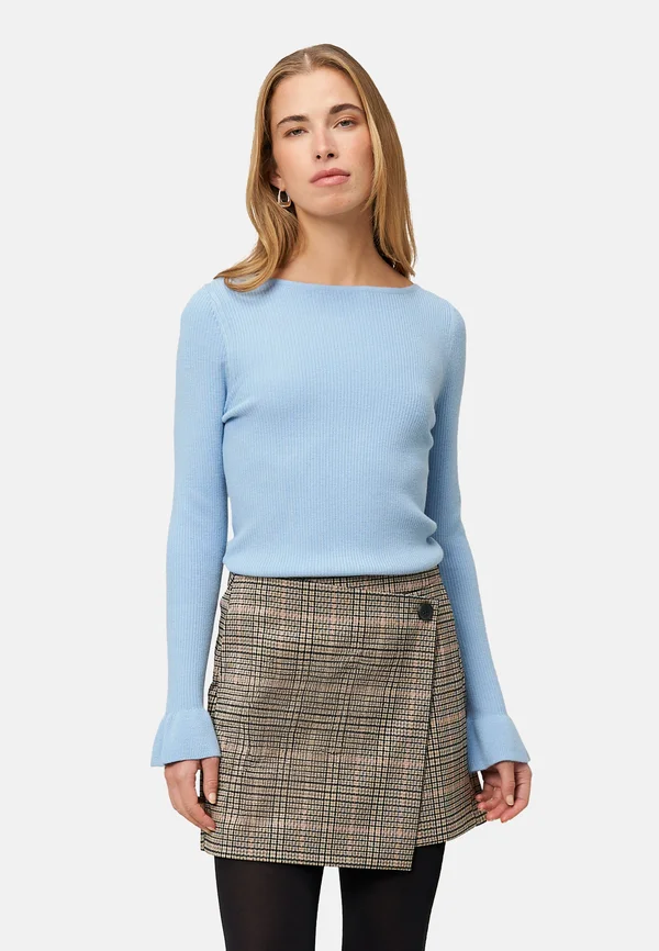 MIT VOLANTÄRMELN - Strickpullover - light blue