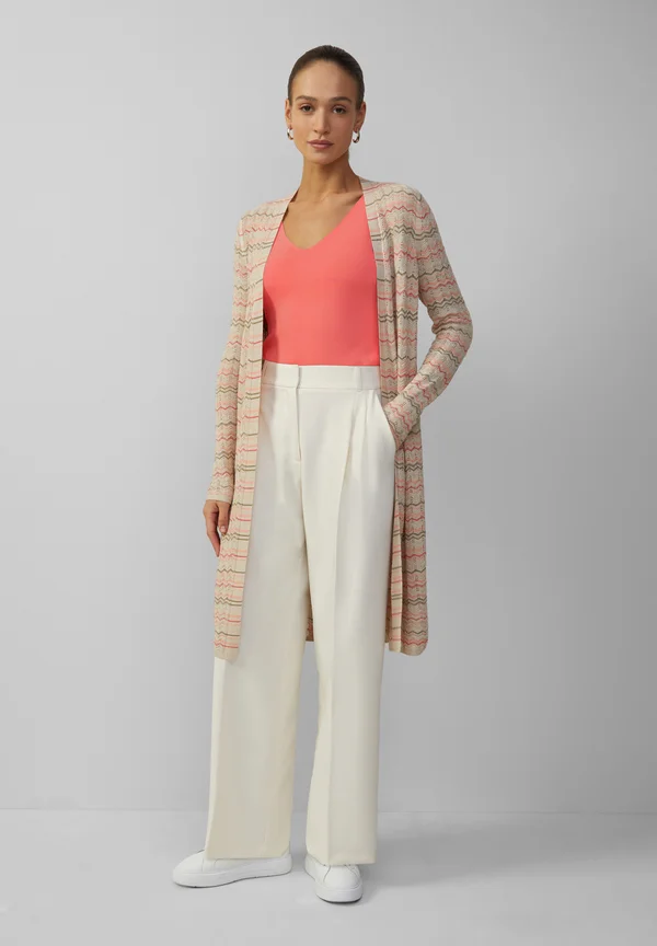 MIT ZICK-ZACK-MUSTER  - Strickjacke - beige