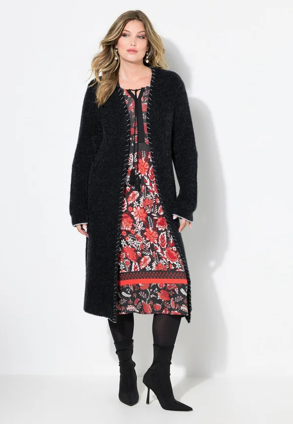 MIT ZIERSTICH - Strickjacke - black