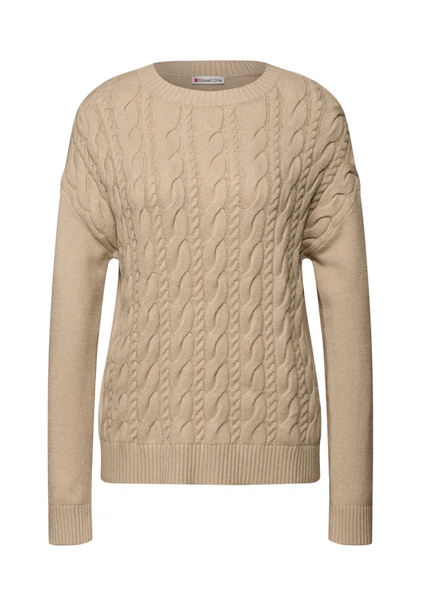 MIT ZOPFMUSTER - Strickpullover - beige
