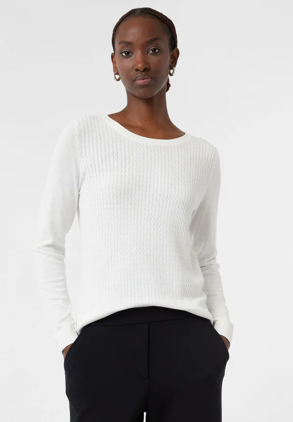 MIT ZOPFMUSTER - Strickpullover - weiß