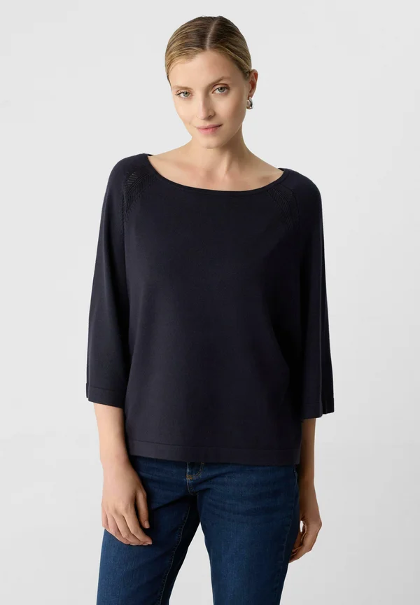 MIT ZOPFVERZIERUNGEN - Strickpullover - navy