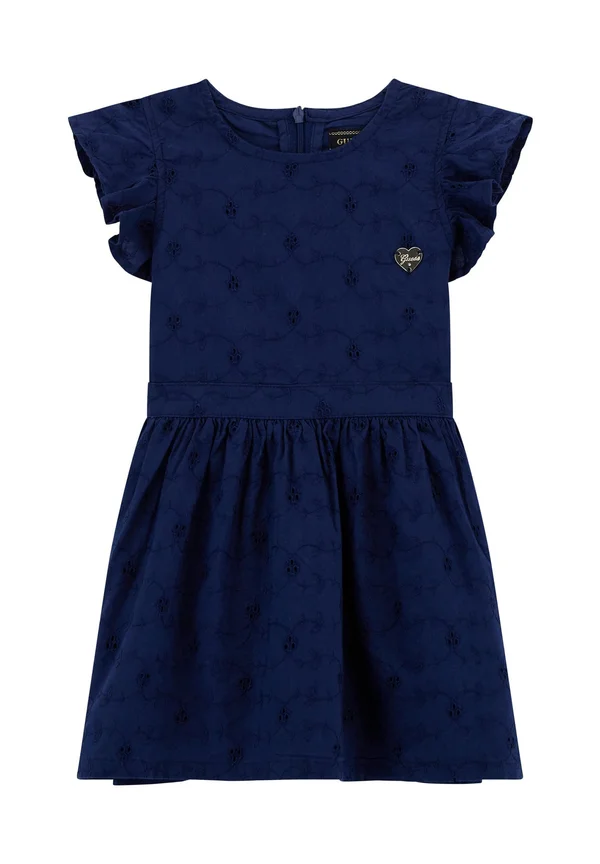 MITTELLANGES BRODERIE ANGLAISE - Freizeitkleid - dunkelblau