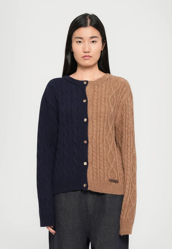 MIXED JACKET - Strickjacke - multi brown