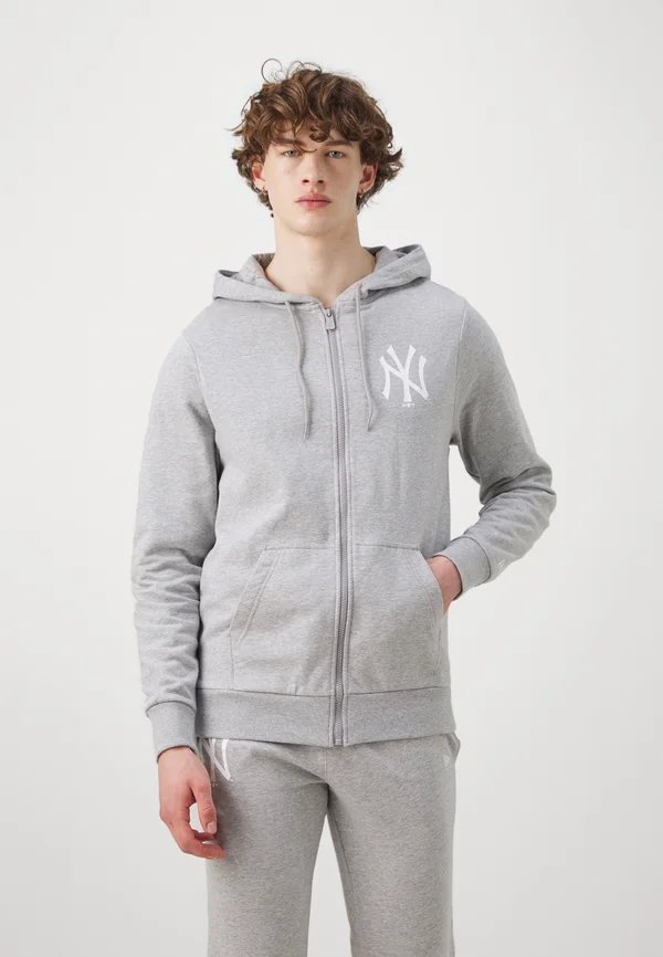 MLB NEW YORK YANKEES FULL ZIP HOODY - Vereinsmannschaften - heather grey/white