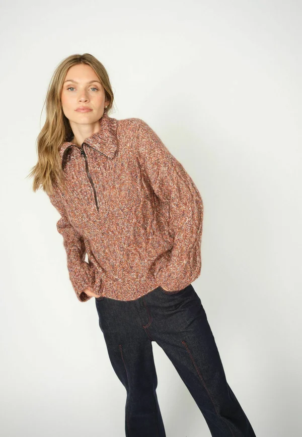 MMKELSEY HIGHNECK KNIT - Strickpullover - fudge