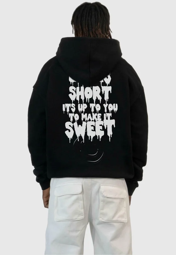 MÄNNER LY  ''LIFE IS SHORT'' - Kapuzenpullover - black
