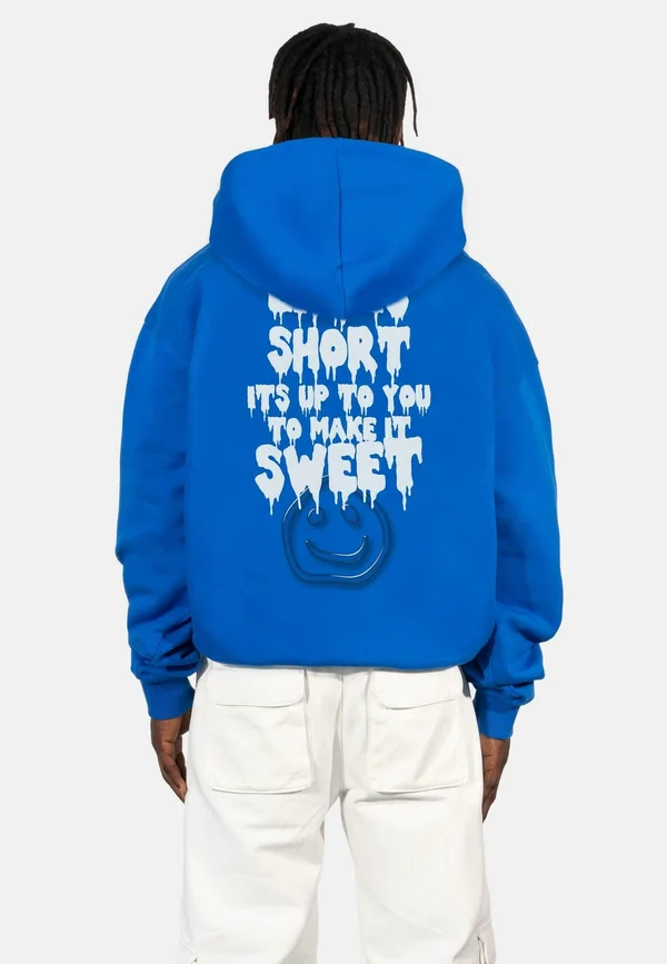 MÄNNER LY  ''LIFE IS SHORT'' - Kapuzenpullover - blue