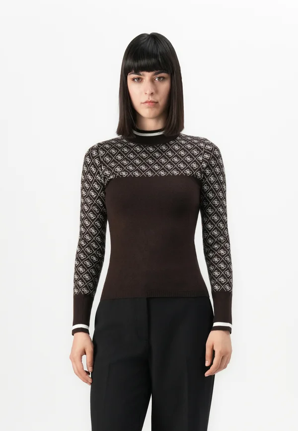 MOCK NECK AUBREY - Strickpullover - brown/cream