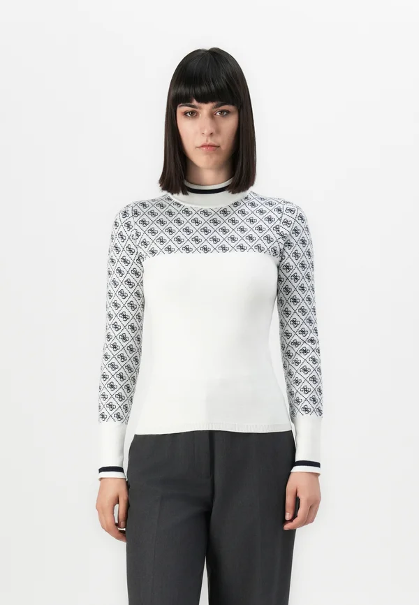 MOCK NECK AUBREY - Strickpullover - cream/blue