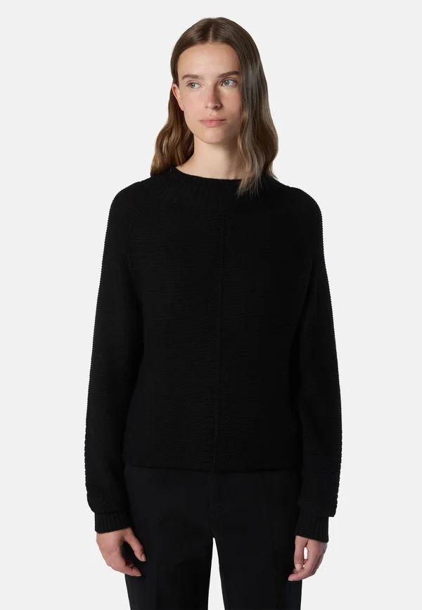 MOCK NECK SADDLE SHOULDER - Strickpullover - black