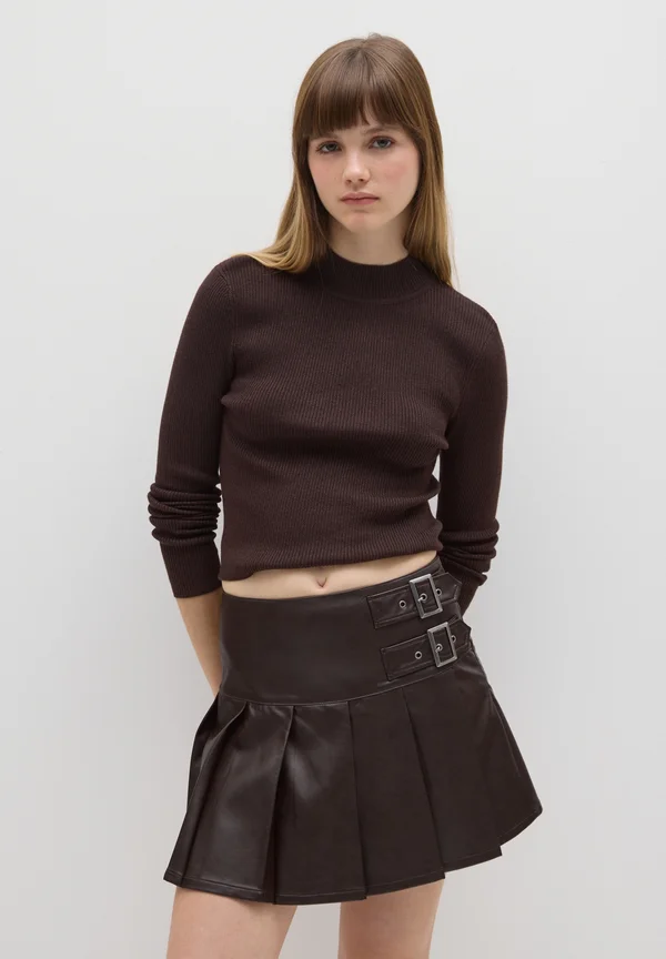 MOCK NECK - Strickpullover - dark brown