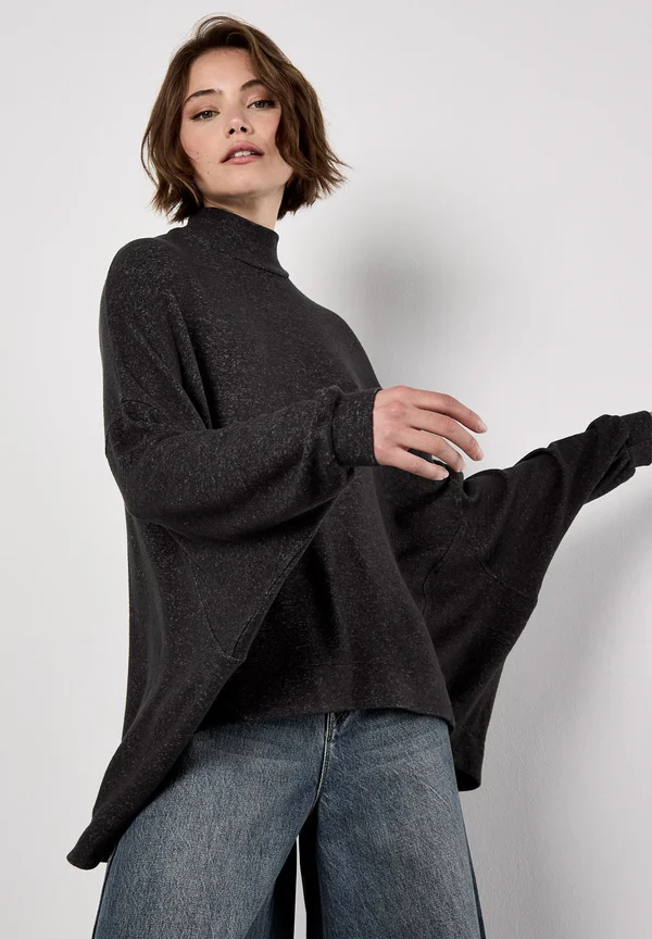 MOCK NECK - Strickpullover - dark grey charcoal