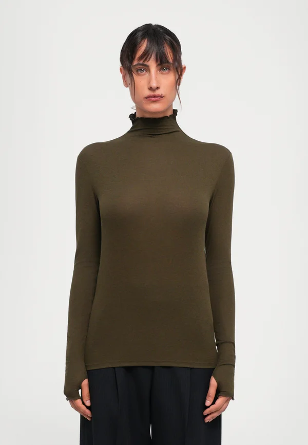 MOCK NECK - Strickpullover - dark khaki