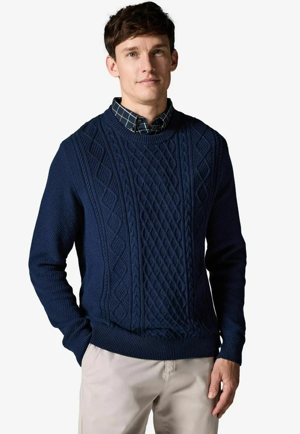 MOCK - Strickpullover - navy cable gingham
