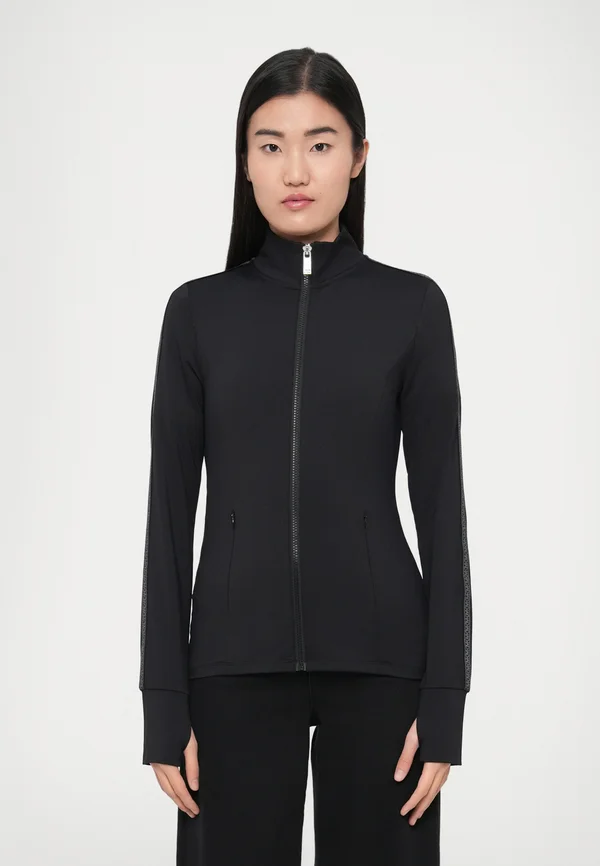 MOCK ZIP - Strickjacke - black