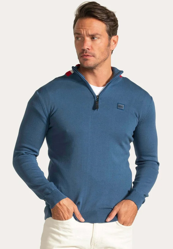 MODERN FIT HALF ZIP - Strickpullover - blue