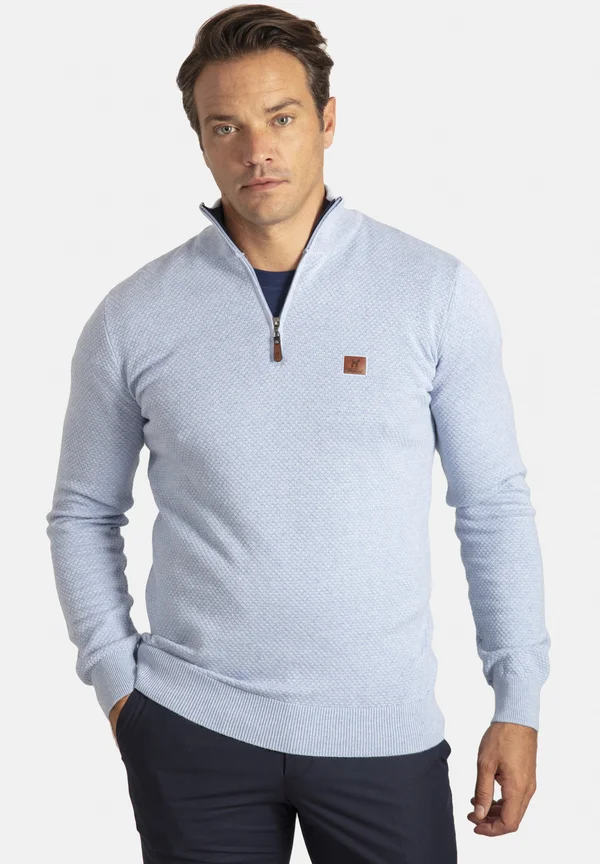 MODERN FIT HONEYCOMB BRAID ZIPPER  - Strickpullover - baby blue melange