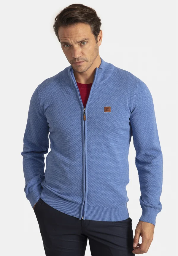 MODERN FIT HONEYCOMB   - Strickjacke - blue melange
