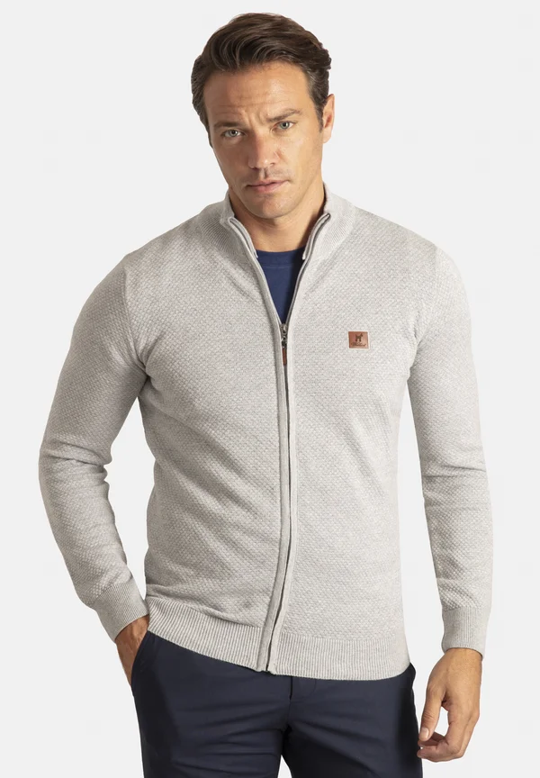 MODERN FIT HONEYCOMB   - Strickjacke - grey melange
