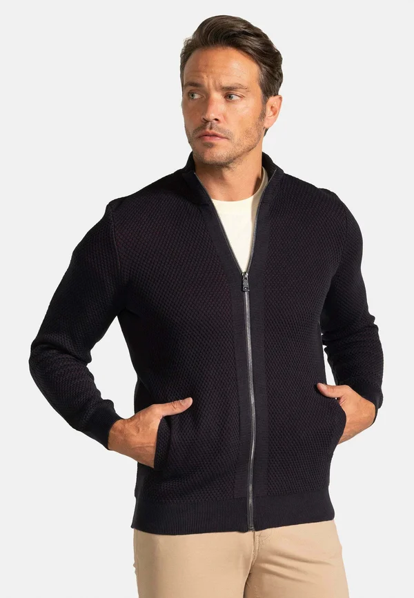 MODERN FIT MOLINE HEAVY TYPE - Strickjacke - navy bordeaux