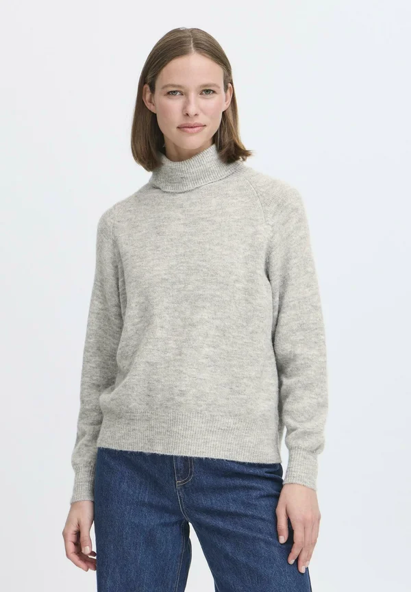 MONNA ROLLNECK - Strickpullover - mid grey melange