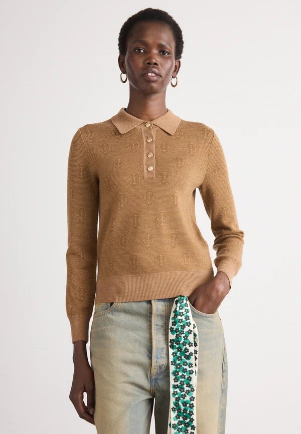 MONOGRAM POLO - Strickpullover - whiskey brown