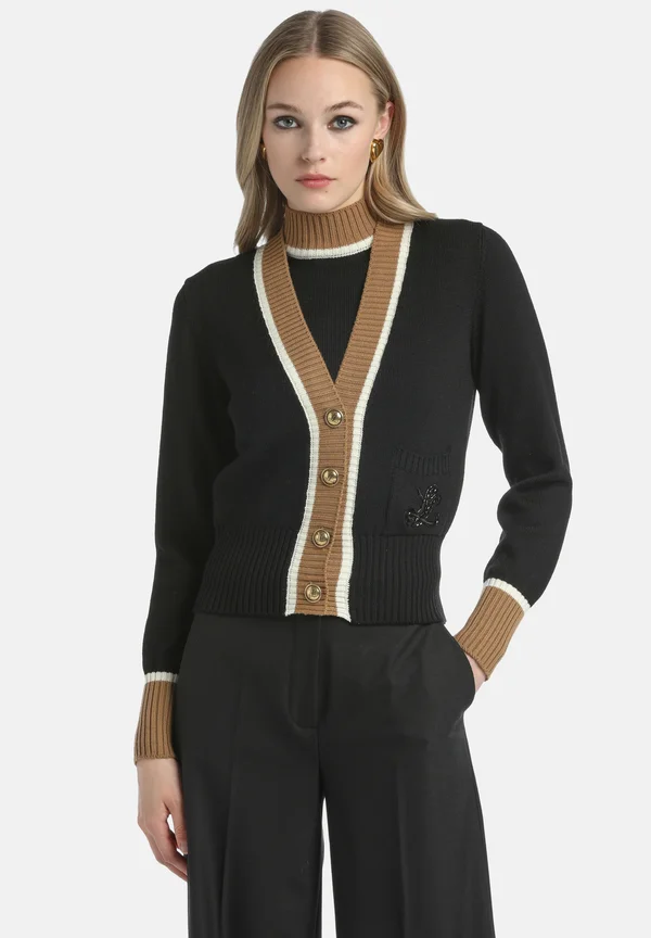MONOPOSTO - Strickjacke - nero-biscotto-panna