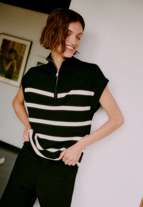 MORLA ZIPPER - Strickpullover - black mix