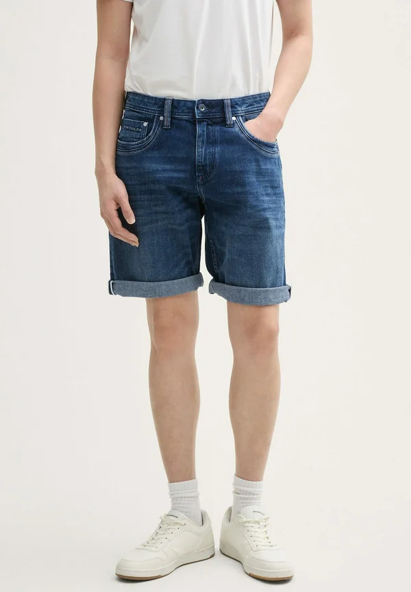 MORRIS - Jeans Shorts - used dark stone blue denim