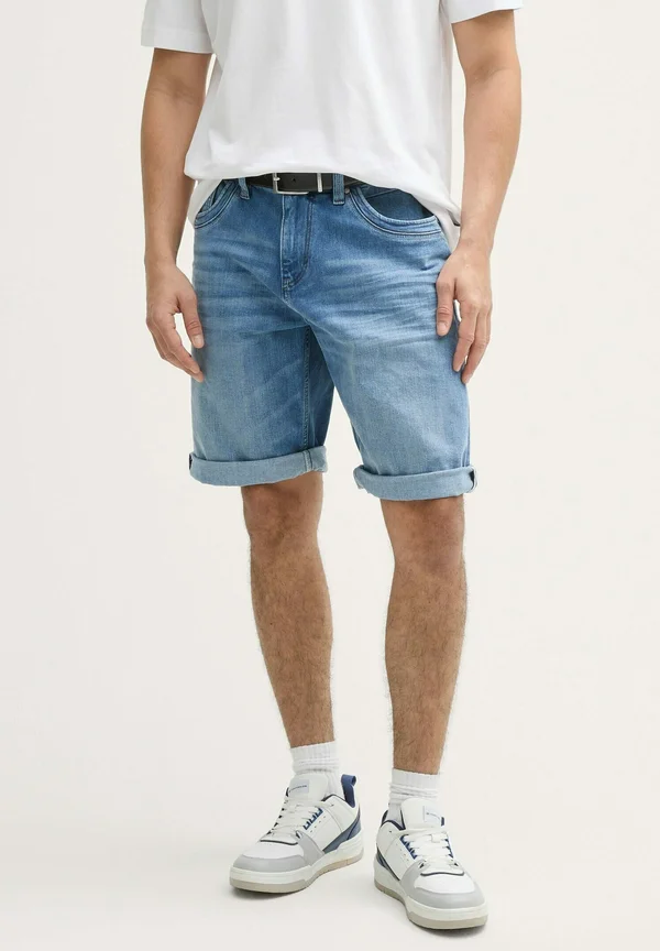 MORRIS - Jeans Shorts - used mid stone blue denim