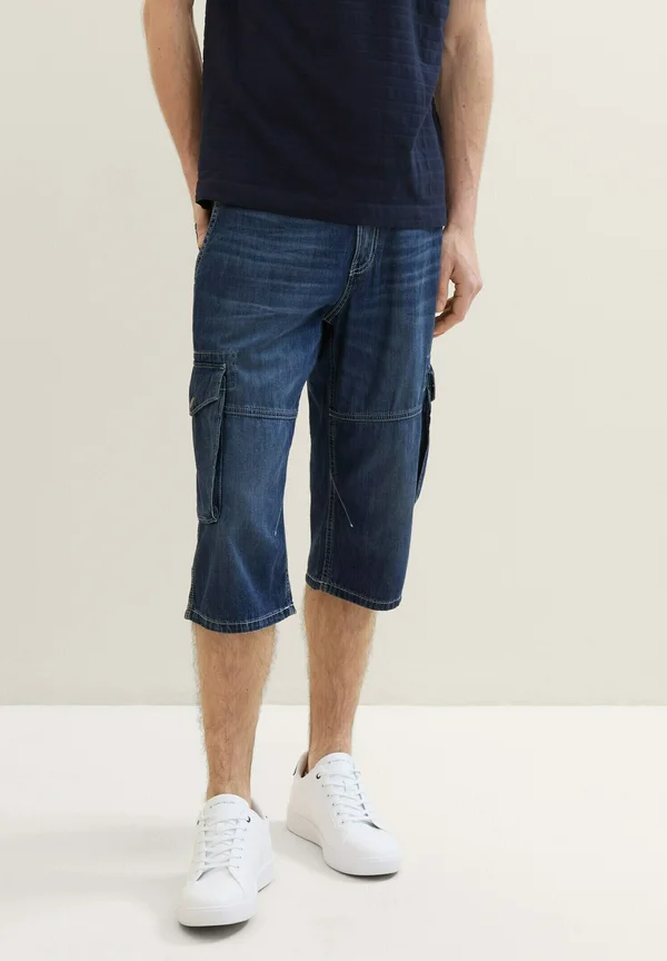 MORRIS OVERKNEE - Jeans Shorts - used mid stone blue denim