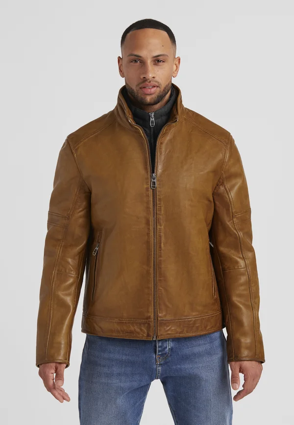 MSBENDER - Lederjacke - camel